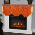 thumbnail image 1 of Fall Thanksgiving Decorations Mantle Scarf for Fireplace 20 x 60 Inch Orange Lace Pumpkin Maples Leaves Fireplace Mantle Scarves Cover Fall Decorations f, 1 of 6