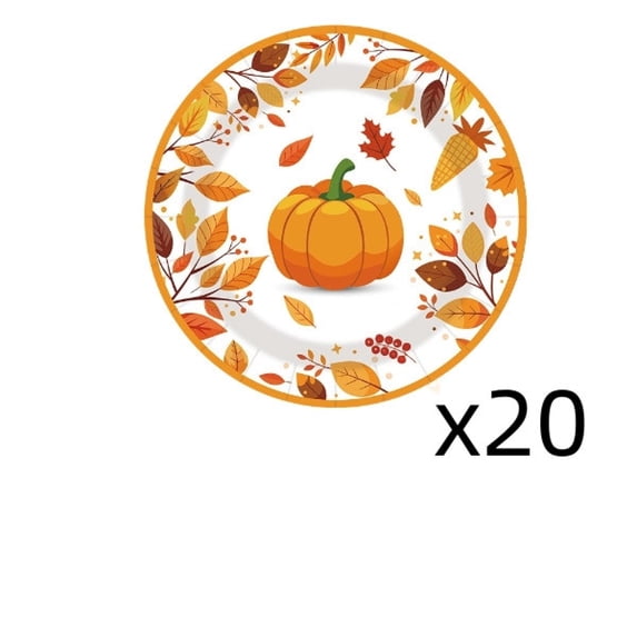 Fall Thanksgiving Disposable Tableware Set, Pumpkin Maple Leaf Print Paper Plates Cups Napkins Fall Holiday Dinner Party Supplies
