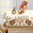 thumbnail image 1 of Fall Thanksgiving Double Border Decoration Tablecloth,Turkey & Pumpkin Harvest Tablecloths, Waterproof Spillproof Table Cover for Dinner Kitchen Party Holiday Decorations, 60x102 Oblong/Rectangle, 1 of 6