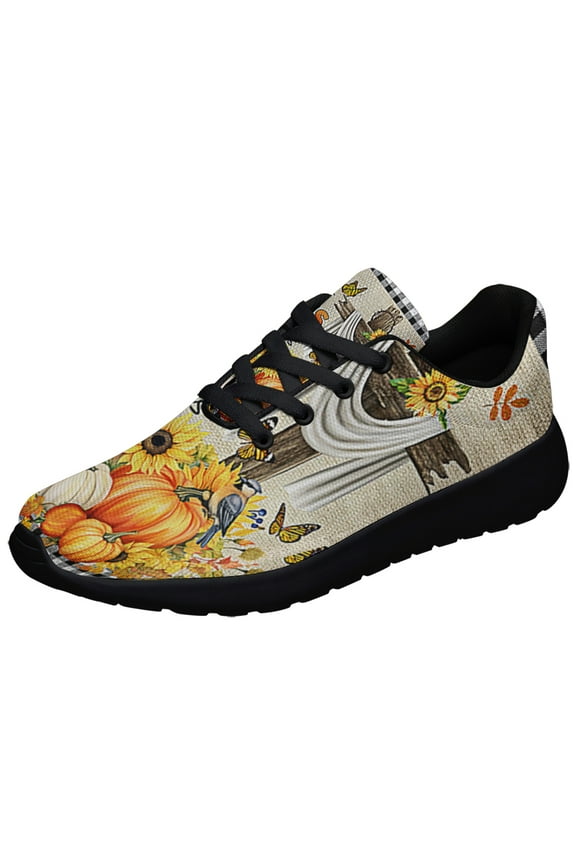 Fall Thanksgiving Fall For Jesus He Never Leaves Halloween Shoes Sneakers Black Size 11.5