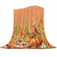 thumbnail image 1 of Fall Thanksgiving Flannel Blanket for Bed,Travel and Camping, Pumpkin Wheat Hedgehog Robin Orange Super Soft Cozy Blanket for All Seasons 40"x50", 1 of 6