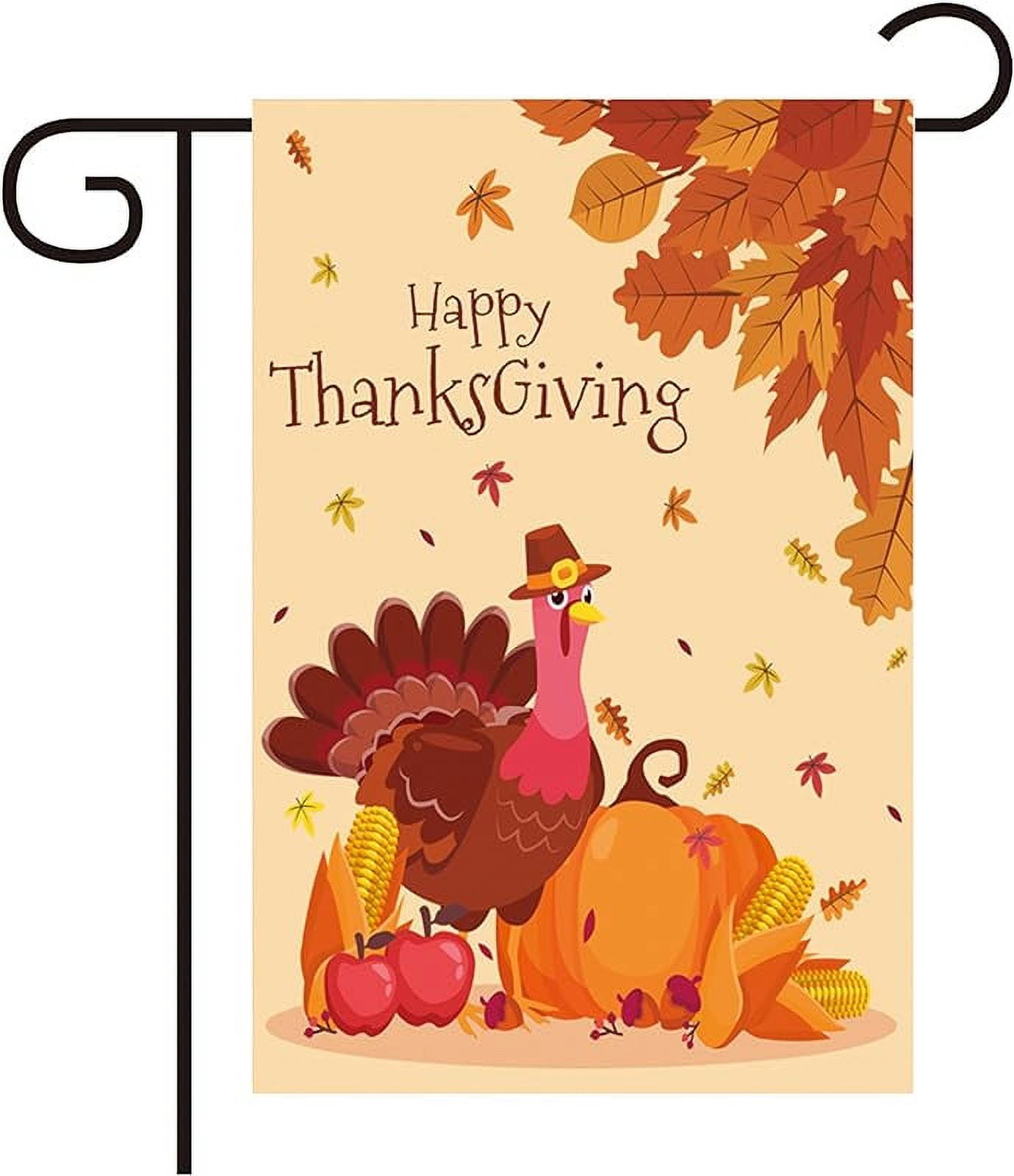 Thanksgiving Turkey Double-Sided Polyester Garden Flag 12x18