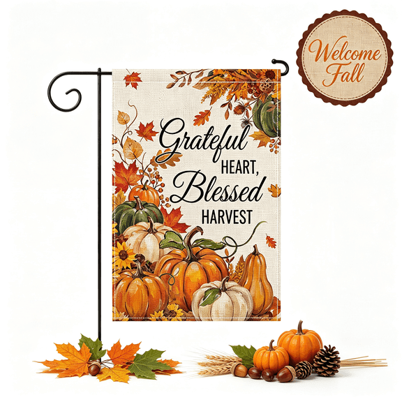 Fall Thanksgiving Garden Flag for Outside Maple Leaf Welcome Double Sided Weather & Fade Resistant Yard Outdoor Decoration for Porch Home Decor by MPOISVA