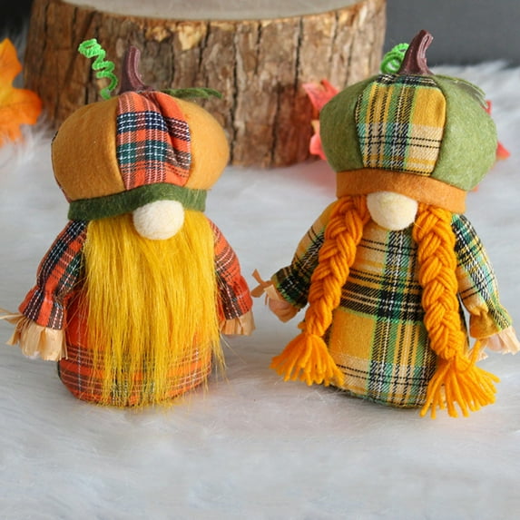 Fall Thanksgiving Gnomes Plush Decorations - Handmade Mr and Mrs Swedish Tomte Gnome Decor for Mantle Fireplace - Fall Thanksgiving Party Home Elf Gnomes Decor Gift, Set Of 2