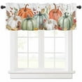 thumbnail image 1 of Fall Thanksgiving Grey White Pumpkins Window Treatment Sage Green Orange White Pumpkins Rod Pocket Curtain Valance,54x18 inch Leaves Fall Thanksgiving Kitchen Valance for Bathroom Cafe, 1 of 5