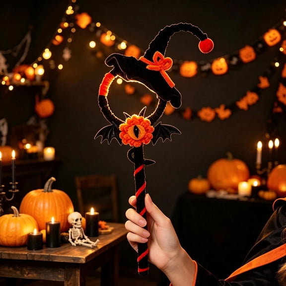 Fall Thanksgiving Halloween Decoration for Home Indoor Outdoor Clearance Under $15.00! Halloween Magics Wand And Light-up Fairys Wand Pipe Cleaner Crafts Kit And DIY Decorative Props