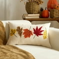 thumbnail image 1 of Fall Thanksgiving Halloween Pumpkin Pillowcase, Embroidered Maple Leaf Design, Perfect for Holiday Sofa Living Room Decoration, 1 of 6