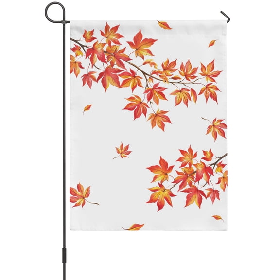 Fall Thanksgiving House Flags For Outdoor, Rustic Orange Floating Maple Leaf Tree Branch Small Double Side Yard Flags Weather Proof House Decor for Lawn Outside Holiday 28 x 40 Inches