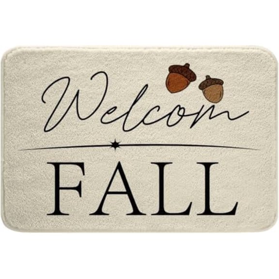 Fall Thanksgiving Kawaii Pine Cones Welcome Doormat Personalized Entry or Bath Rug 16x24 Inches