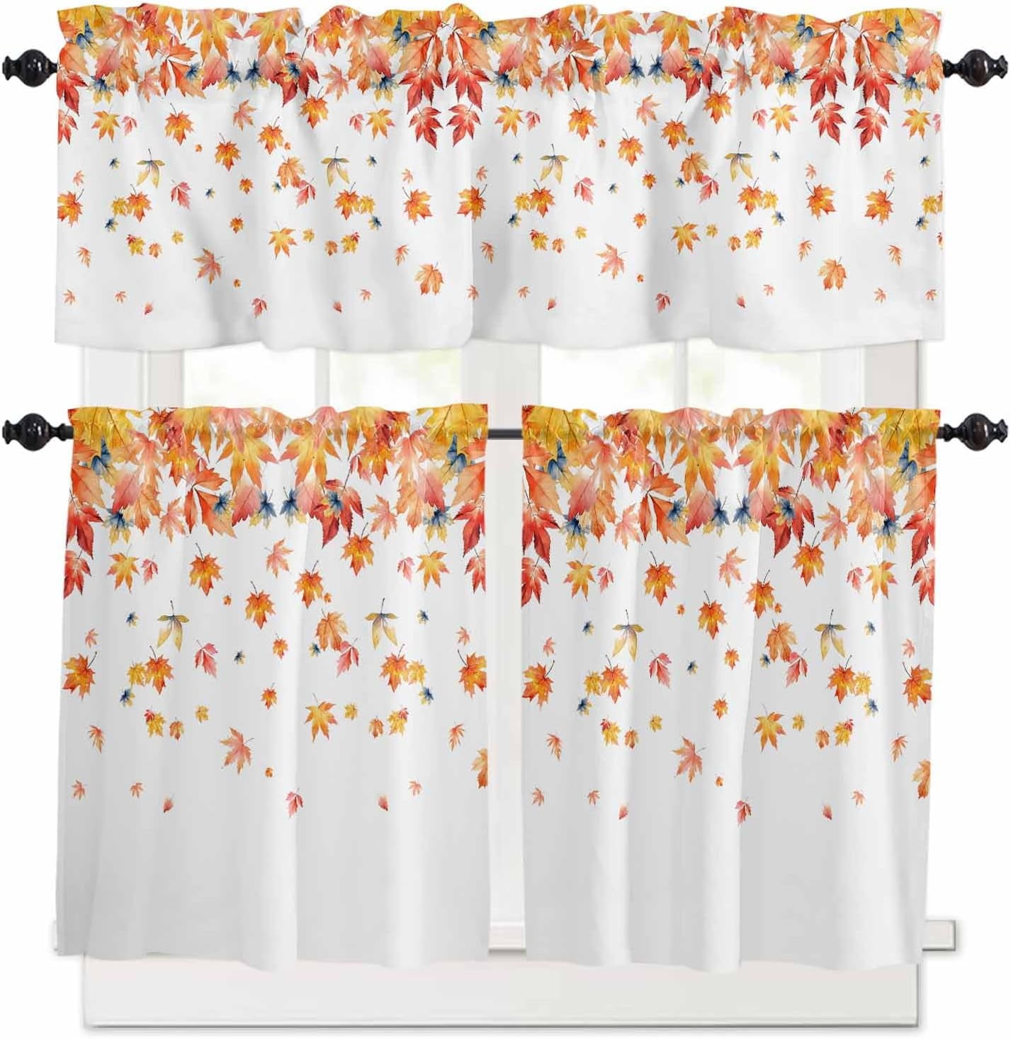 Fall Thanksgiving Kitchen Curtains and Valances Set, Rod Pocket ...