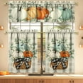 thumbnail image 1 of Fall Thanksgiving Kitchen Curtains Valances and Tiers 3 Piece Set,Eucalyptus Buffalo Plaid Pumpkin Farmhouse Rod Pocket Kitchen Cafe Curtain over Sink Window for Autumn Decor 36 Inch (Multi Color), 1 of 6
