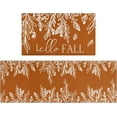 thumbnail image 1 of Fall Thanksgiving Kitchen Rugs Set of 2,Eucalyptus Orange Hello Fall Leaves Farmhouse Floor Mats and Rugs Non Skid Washable for Kitchen Home Decor (17"x47"+17"x30"), 1 of 1