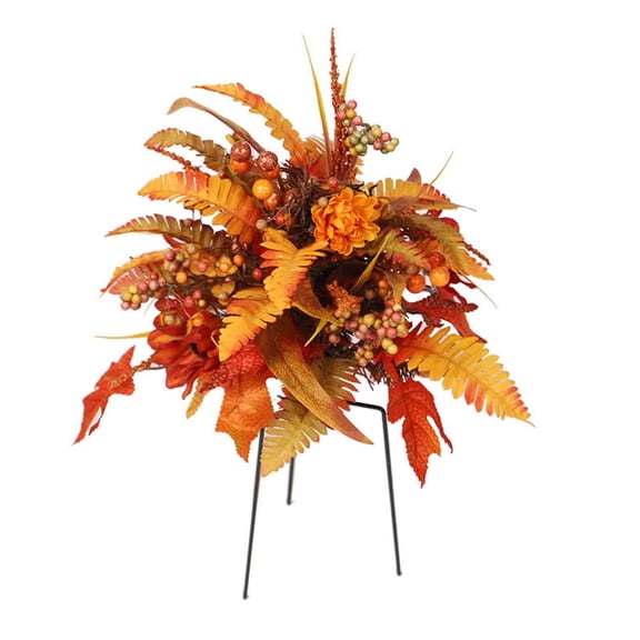 Fall Thanksgiving Outdoor Ground Stake Decor, Realistic Maple Leaf and Berry Garden Decoration, Festival Yard Ornament