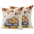 thumbnail image 1 of Fall Thanksgiving Outdoor Waterproof Pillow Covers, Rustic Orange Pumpkin Maple Leaf Decorative Square Throw Pillowcase Sofa Cushion Sham for Patio/Couch/Chair, 26"x26" 2 Pack, 1 of 8