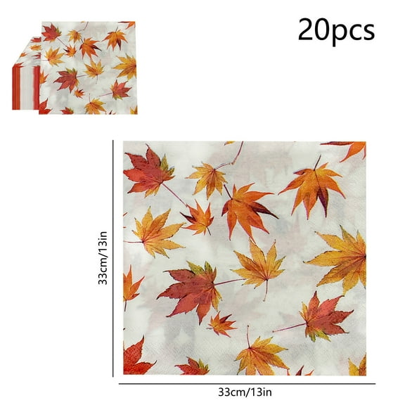 Fall Thanksgiving Paper Napkins 20Pcs Set Maple Leaf Print Autumn Harvest Theme Disposable Dinner Napkins For Holiday Home Kitchen Party Decorations Luncheon Napkin Seasonal Tableware
