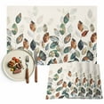 thumbnail image 1 of Fall Thanksgiving Placemats Set of 12 Blue Green Plants Eucalyptus Leaves Heat Insulated Linen Place Mats, Washable Stain-Proof Table Mats for Dining Tables Holiday Decor 13x19inch, 1 of 9