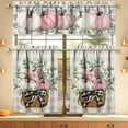 thumbnail image 1 of Fall Thanksgiving Pumpkin Kitchen Curtains Valances and Tiers 3 Piece Set,Eucalyptus Buffalo Plaid Rod Pocket Kitchen Curtain over Sink Window,Farmhouse Cafe Curtains for Autumn Decor 36 Inch (Pink), 1 of 6