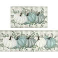 thumbnail image 1 of Fall Thanksgiving Pumpkin Kitchen Rugs Set of 2,Eucalyptus Buffalo Plaid Farmhouse Floor Mats and Rugs Non Skid Washable for Kitchen Home Decor (Green 17"x47"+17"x30"), 1 of 7