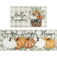 thumbnail image 1 of Fall Thanksgiving Pumpkin Kitchen Rugs Set of 2,Eucalyptus Buffalo Plaid Farmhouse Floor Mats and Rugs Non Skid Washable for Kitchen Home Decor (Orange 17"x47"+17"x30"), 1 of 6