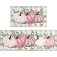 thumbnail image 1 of Fall Thanksgiving Pumpkin Kitchen Rugs Set of 2,Eucalyptus Buffalo Plaid Farmhouse Floor Mats and Rugs Non Skid Washable for Kitchen Home Decor (Pink 17"x47"+17"x30"), 1 of 6
