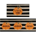 thumbnail image 1 of Fall Thanksgiving Pumpkin Kitchen Rugs Set of 2,Stripe Harvest Floor Mats and Rugs Non Skid Washable for Kitchen Home Decor,Autumn Farmhouse Decorations and Accessories (17"x47"+17"x30"), 1 of 6