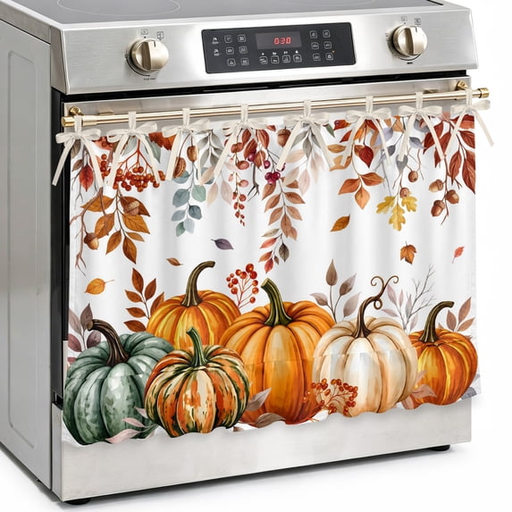 Fall Thanksgiving Pumpkin Orange Maple Leaf Oven Skirt Curtain ...