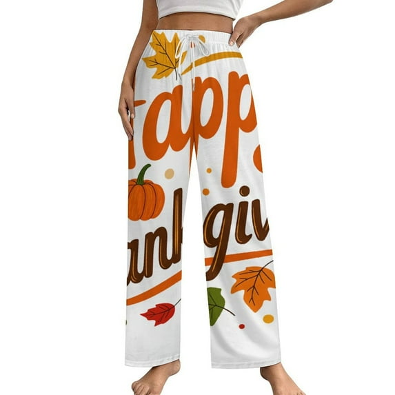 Fall Thanksgiving Pumpkin Pajama Pants Breathable with Pockets Pajamas For Lady Vintage Sleeping Pants Bedroom Homewear