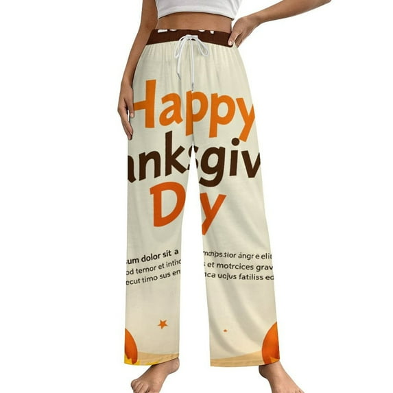 Fall Thanksgiving Pumpkin Pajama Pants Breathable with Pockets Pajamas For Lady Vintage Sleeping Pants Bedroom Homewear