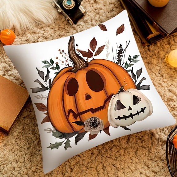 Fall Thanksgiving Pumpkin Pillow Covers Polyester Sofa Cushion Covers Fall Decor 18x18 by OVFUIZ
