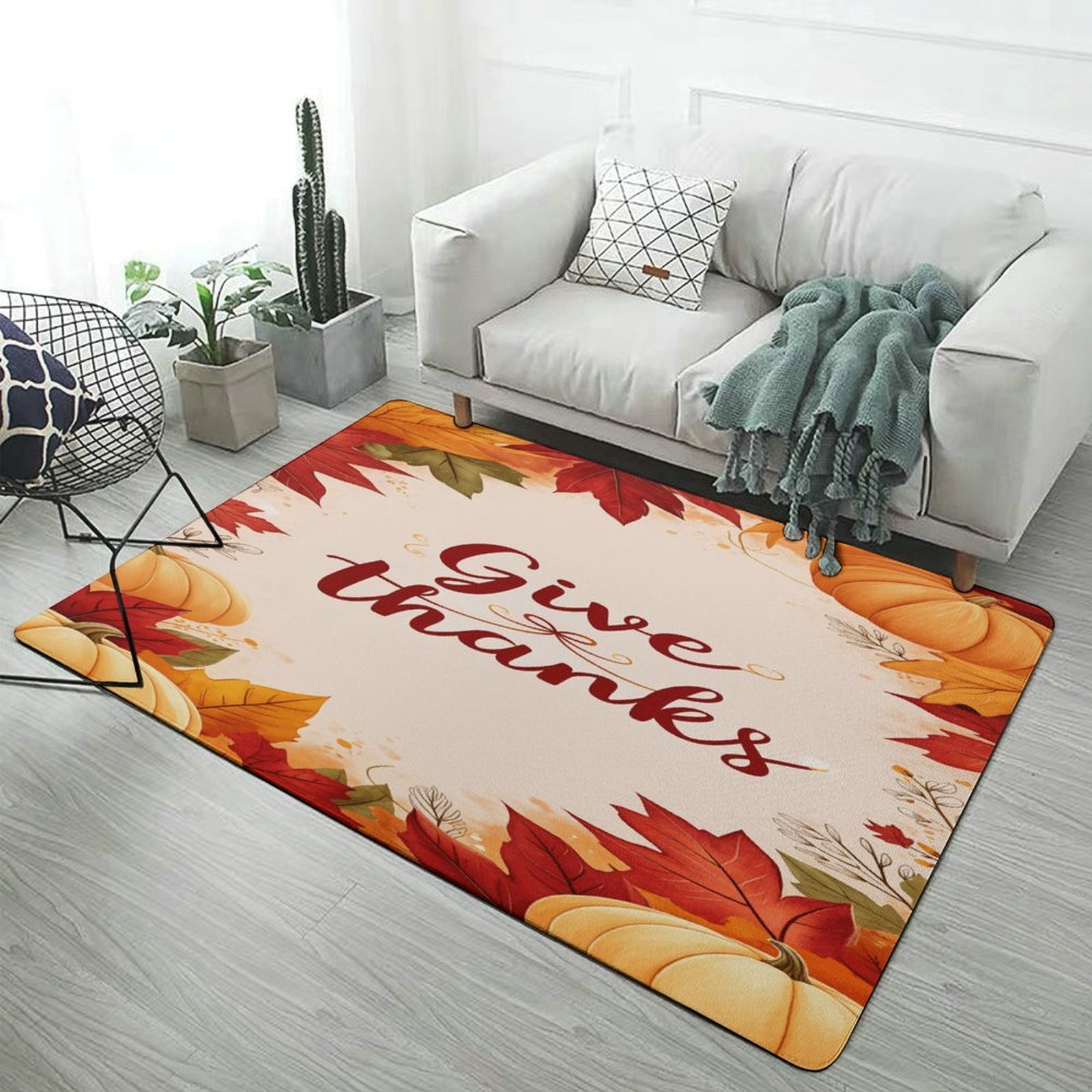 Fall Thanksgiving Pumpkin Soft Comfy Area Rugs Carpet Suitable Flannel ...