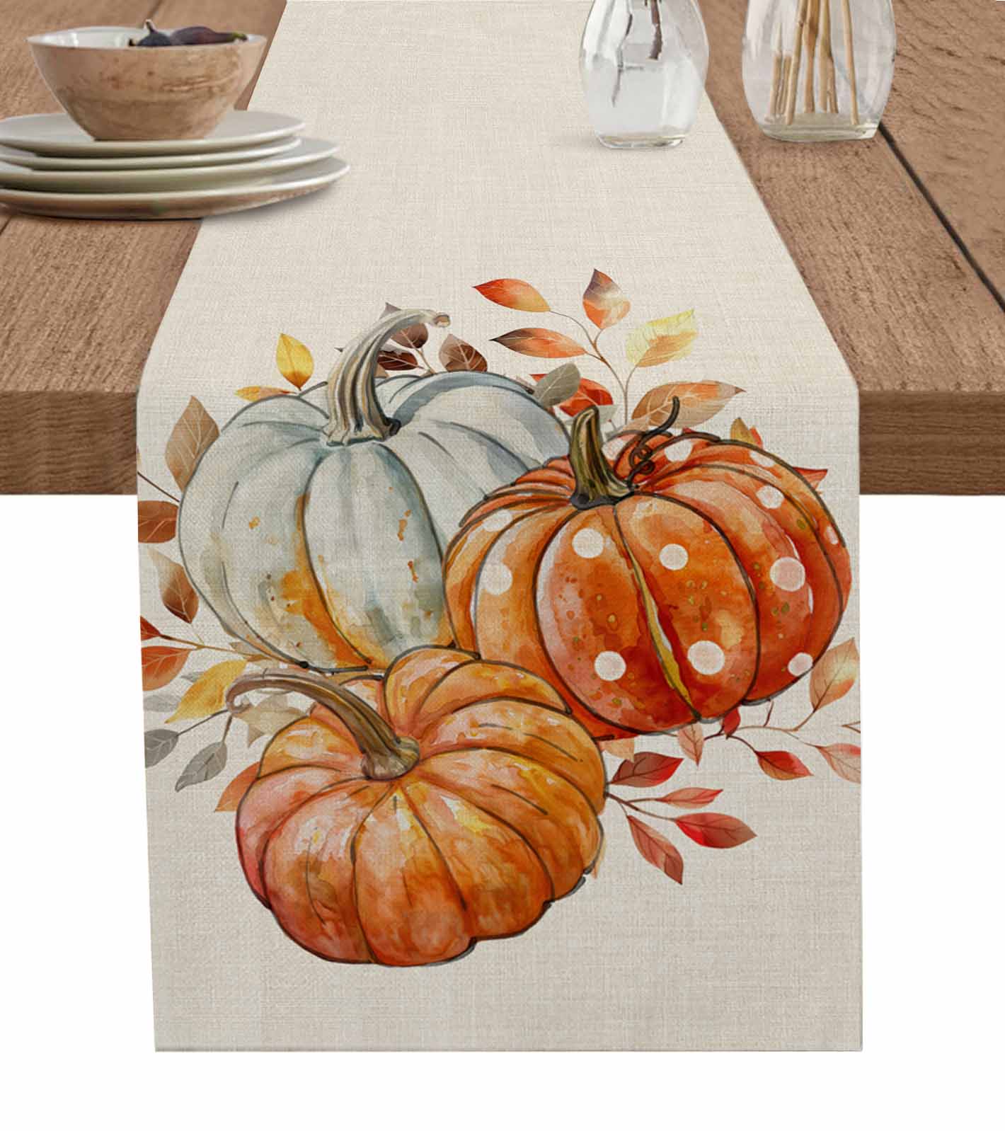 Fall Thanksgiving Pumpkin Table Runners Holiday Kitchen Table r Cotton ...