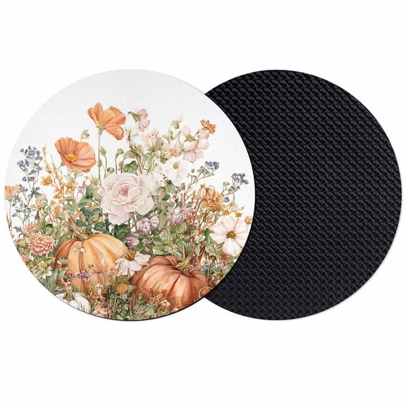 Fall Thanksgiving Pumpkins Coasters Set of 2, Absorbent Coasters for Drinks, Autumn Floral Botanical Coaster for Desk Coffee Table Protection, Home Decor House Warming Gifts 4"