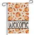 thumbnail image 1 of Fall Thanksgiving Pumpkins Welcome Garden Flag Double Sided Autumn Burlap 12x18 Inch Seasonal Holiday Outdoor Yard Decoration, 1 of 6