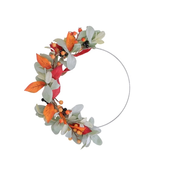 Fall Thanksgiving Rabbit Ear Fabric Front Door Wreath, Ruffled Leaf Harvest Garland, Hanging Seasonal Decor for Porch Entryway, Window Wall And Courtyard Home Layout