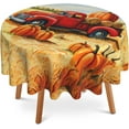 thumbnail image 1 of Fall Thanksgiving Round Table Cloth 60 Inch,Red Truck Pumpkin Tablecloth Waterproof Stain Wrinkle Resistant Washable Circle Table Cover for Home Kitchen Dining Room Party Outdoor Picnic, 1 of 6