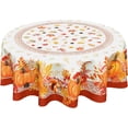 thumbnail image 1 of Fall Thanksgiving Round Tablecloth 60 Inch Pumpkin Maple Leaves Tablecloth Autumn Harvest Table Cloth Farmhouse Rustic Polyester Table Cover for Holiday Kitchen Dining Room Party Indoor Outdoor Decor, 1 of 6