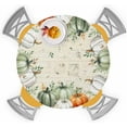thumbnail image 1 of Fall Thanksgiving Round Tablecloth Sage Green Pumpkin Elastic Edge Fitted Plastic Table Cover,Waterproof Oil Proof for Dinner,Outdoor, Picnic, 36" - 44" Tables Autumn Floral Eucalyptus Leaves, 1 of 4