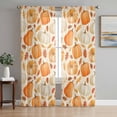 thumbnail image 1 of Fall Thanksgiving Sheer Curtains 63 Inch Length 2 Panels Set Window Treatments, Orange White Pumpkin Falling Leaves Rod Pocket Semi Curtains for Living Room/Bedroom/Kitchen Décor, 104"W x 63"L, 1 of 7