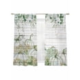 thumbnail image 1 of Fall Thanksgiving Sheer Curtains 63 inches Long 2 Panels Set Pumpkin Hydrangea Eucalyptus Wood Grain Tiers Sheers Rod Pocket Small Window Short Curtains for Kitchen Cafe, Each 52" W x 63" L, 1 of 7