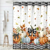 Fall Thanksgiving Shower Curtain 72x72 Inch Autumn Pumpkin, Harvest, Thanksgiving Bathroo Curtains Set with Hooks