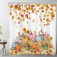 thumbnail image 1 of Fall Thanksgiving Shower Curtain Autumn Funny Pumpkins with Falling Maple Leaves Autumn Shower Curtain Bathroom Decor Fall Thanksgiving Polyester Fabric Shower Curtain with 12 Hooks,72x78 Inches, 1 of 6