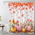 thumbnail image 1 of Fall Thanksgiving Shower Curtain Funny Pumpkins Maple Leaves Autumn Shower Curtain for Bathroom Fall Thanksgiving Waterproof Polyester Fabric Shower Curtain Home Decor with 10 Hooks,60x72 Inches, 1 of 4