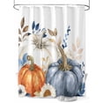 thumbnail image 1 of Fall Thanksgiving Shower Curtain, Orange White Blue Pumpkin Bathroom Decor Curtains Set with Hooks, Rustic Leaf Flower Waterproof Fabric Home Accessories， 72 X 78 Inch Long, 1 of 6