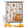 thumbnail image 1 of Fall Thanksgiving Shower Curtain Set ，Waterproof Fabric Shower Curtains Pumpkin Maple Leaf Black Trellis Shower Curtains for Bathroom,Bathroom Decor 72"x72", 1 of 7