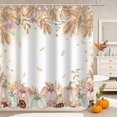 thumbnail image 1 of Fall Thanksgiving Shower Curtain, Watercolor Autumn Pumpkins Ear of Wheat Grain Sunflowers Shower Curtains Set with Hooks, Blue Pink Waterproof Fabric Bathroom Decor 72 X 72 Inch, 1 of 6