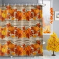 thumbnail image 1 of Fall Thanksgiving Shower Curtains for Bathroom, Orange Pumpkin Maple Leaf Wood Grain Waterproof Fabric Shower Curtain for Bathroom Bathtub Decoration, Machine Washable, 72"x84", 1 of 9