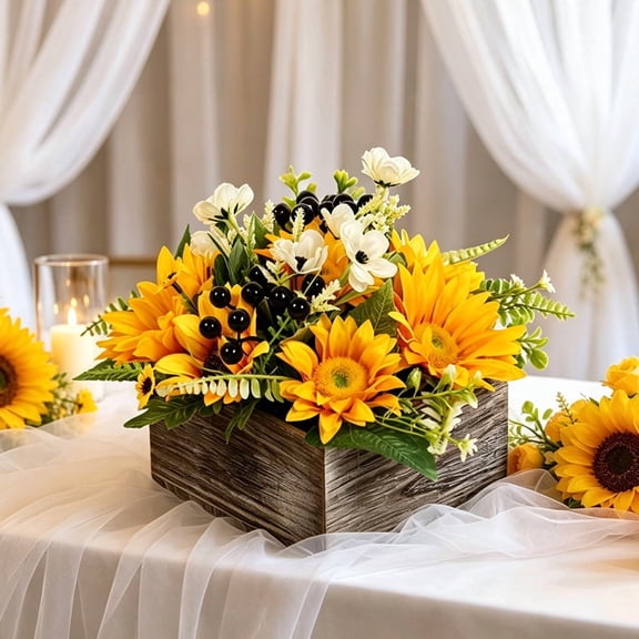 Fall Thanksgiving Sunflower Table Centerpiece for Living Room Dining Room, Artificial Floral Decor