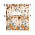 thumbnail image 1 of Fall Thanksgiving Swag Kitchen Curtains Sets for Windows 24 Inch Length, Orange White Pumpkin Maple Leaf Short Window Curtain Panels Swags Valances and Tiers 3 Piece Set for Cafe/Dining Room, 1 of 5