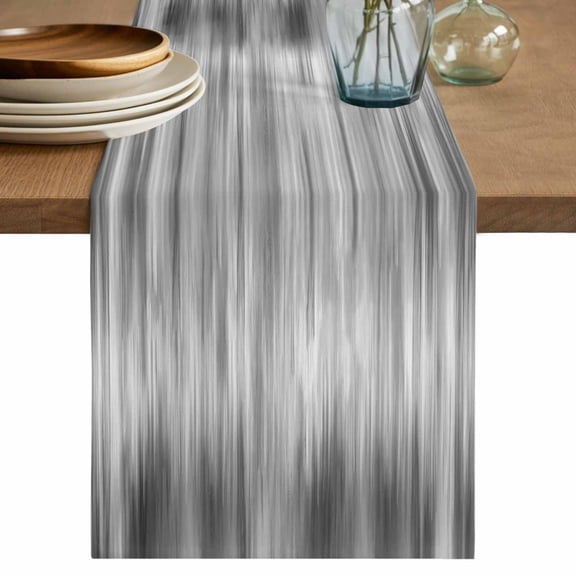 Grey Table Runner 48 Inches, Modern Abstract Art Ombre Striped Bed Runner Dresser Scarves Tabletop for Indoor Outdoor Parties/Ceremony/Banquet, 13" x 48"
