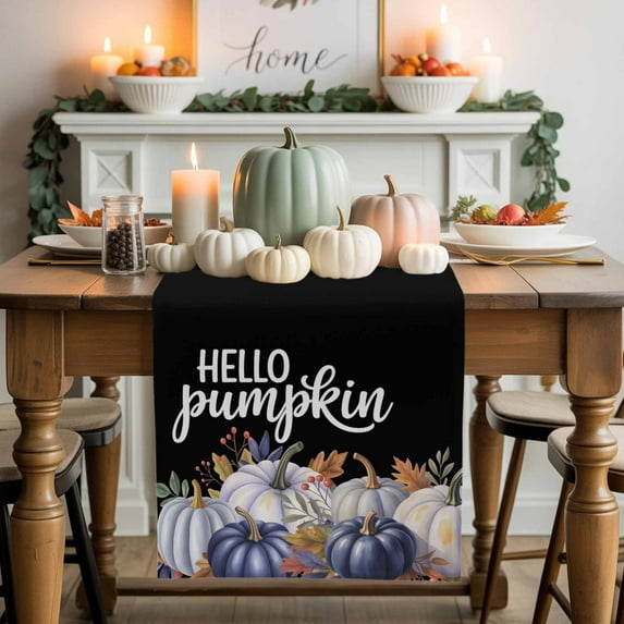 Fall Thanksgiving Table Runner, Autumn Thanksgiving Kitchen Dining Table Decoration for Home Party Decor 13x120 Inches